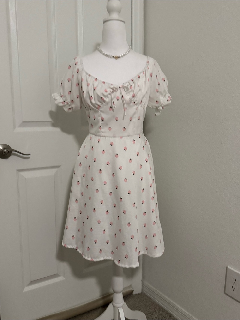 Bonne Chance Collections White and Pink Pastel Strawberry Cottage Dress